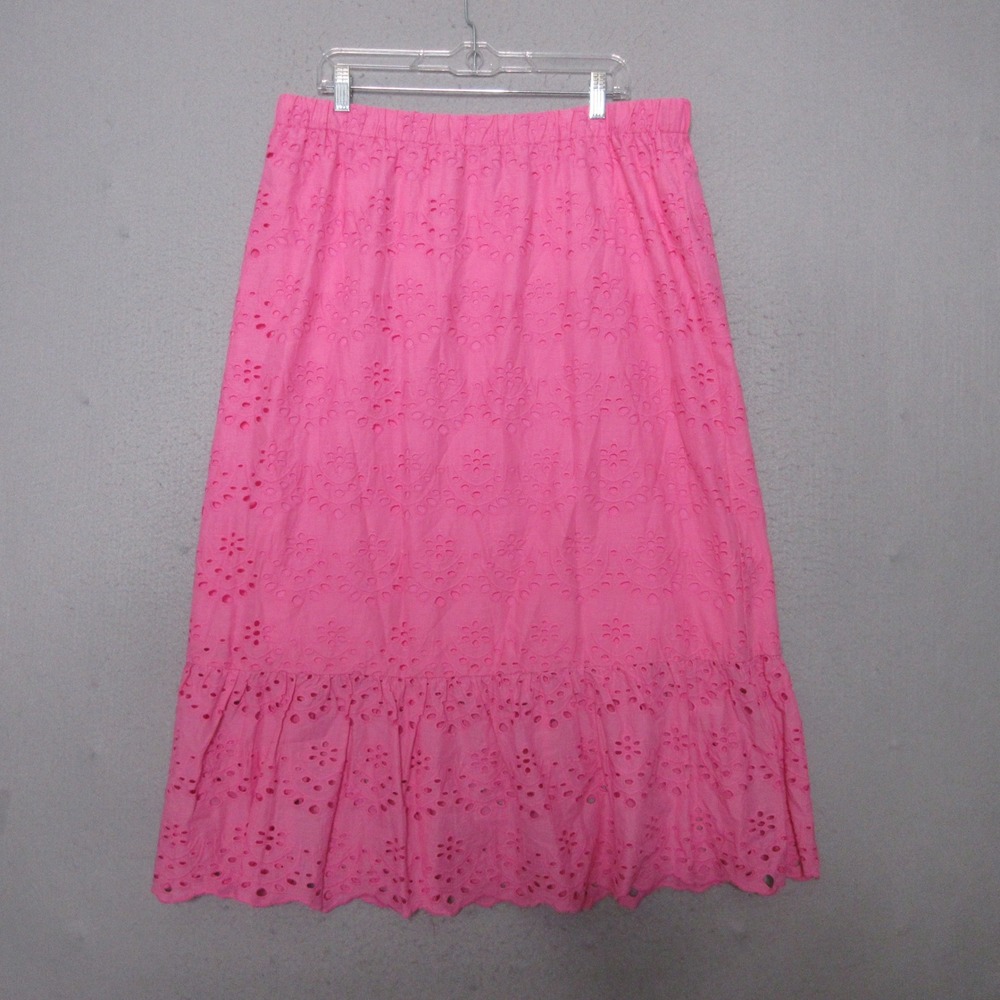 Calypso St Barth Skirt XL Pink Eyelet Ruffle Beachy Boho Coquette Romantic NWT